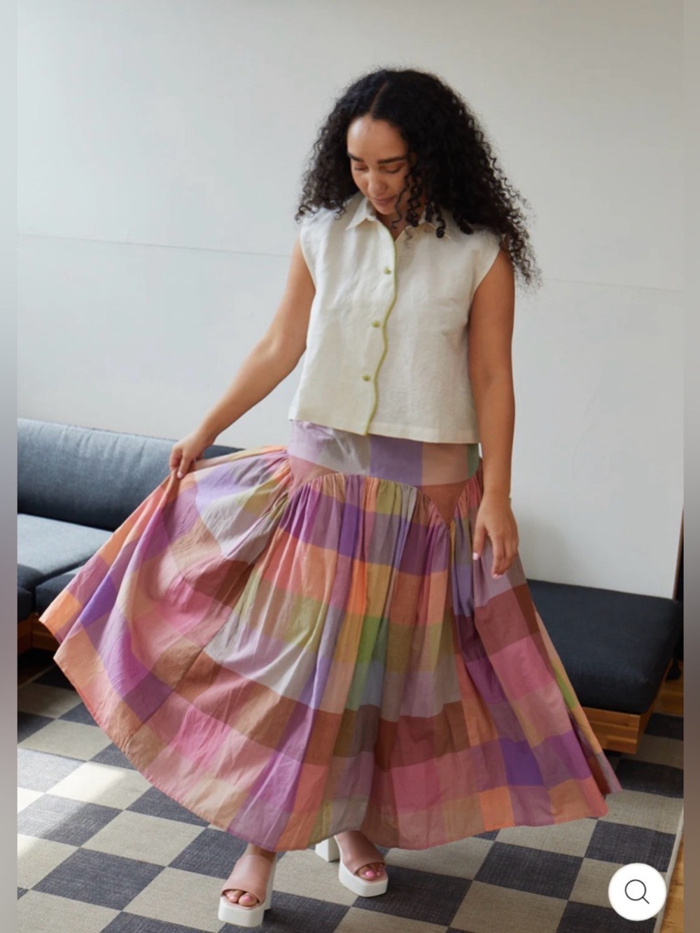 Rujuta Sheth LEILA SKIRT in MERIDA CHEX size XL - Picture 3 of 12